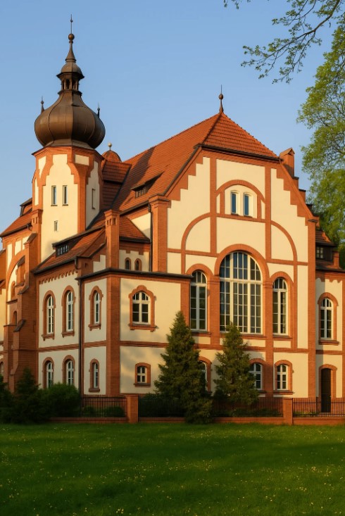 Kasyno oficerskie – Piła (replika graficzna stworzona przez Studio A7). Skuteczne SEO w praktyce przy użyciu generacji graficznej CGI.