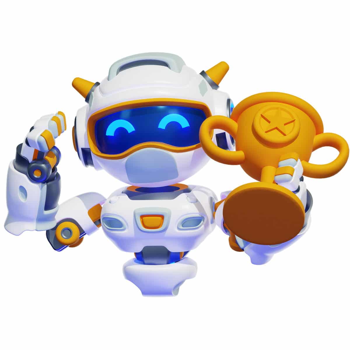 Robot z pucharem zwycięstwa - jak wygrać AI Mode - Tryb AI