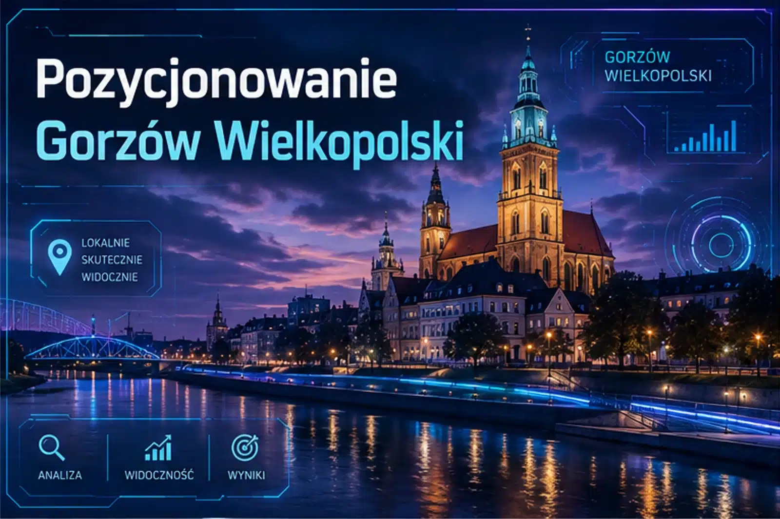 Pozycjonowanie firm w Gorzowie Wielkopolskim - futurystyczna panorama miasta