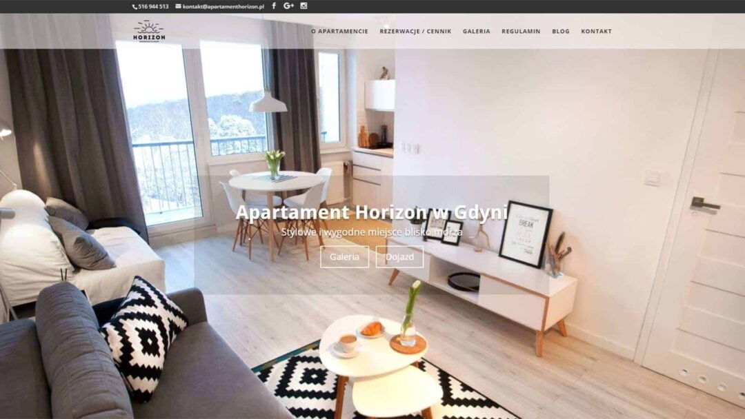 Strona internetowa dla Apartamentu Horizon w Gdyni