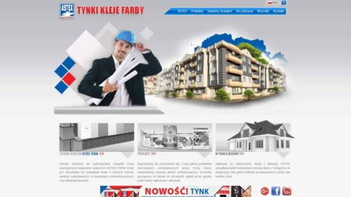 Realizacja strony WWW dla producenta materiałów budowlanych, firmy Astex - Tynki