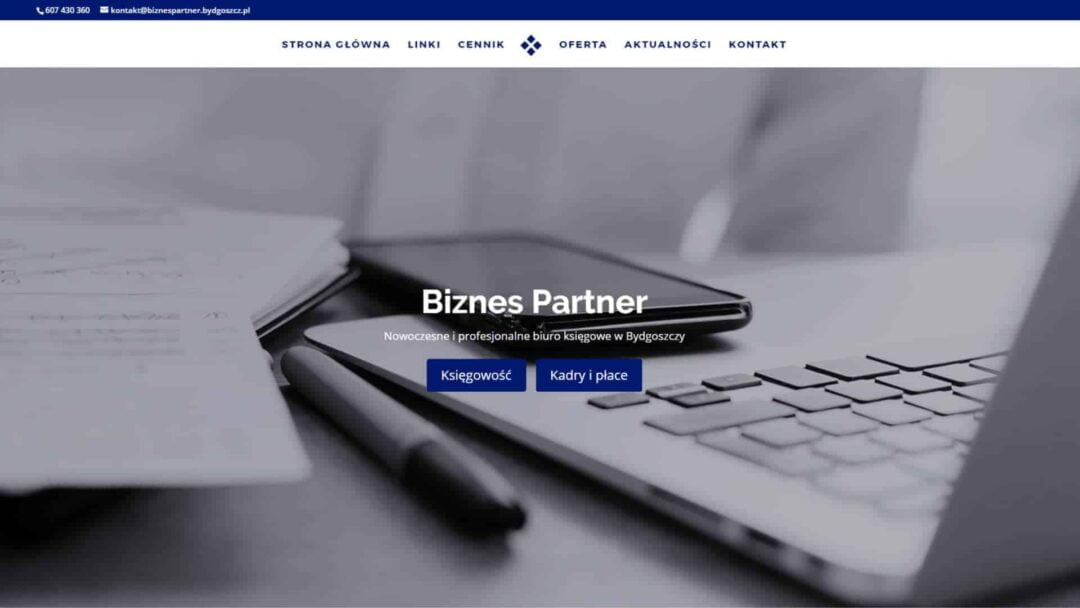 Projekt strony WWW dla firmy księgowej Biznes Partner - Bydgoszcz