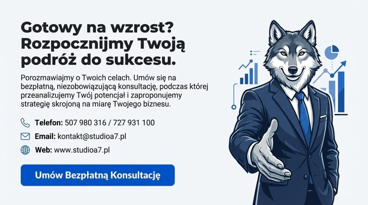 Bezpłatna konsultacja marketingowa ze specjalistą Studio A7